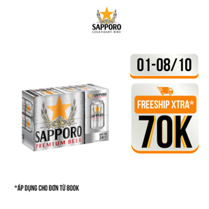 Bia Sapporo Premium 330 ml - 24 lon