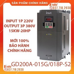 Biến tần INVT GD200A-015G/018P-S2-4 15kW (Vào 1 Pha ra 3 Pha 380V)