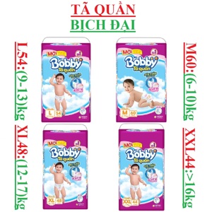 Tã quần Bobby Fresh M60 (dành cho trẻ từ 6-10kg)