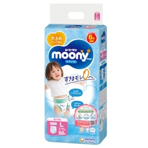 Bỉm quần MOONY L48 L50 size L bịch 48-50 miếng cho bé trai từ 9-14kg