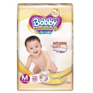 Bỉm - Tã quần Bobby Extra Soft - Dry cao cấp size M - 64 miếng (Cho bé 6 - 10kg)