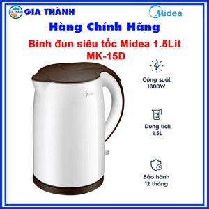 Bình - Ấm siêu tốc Midea MK-15D - 1.5 lít, 1800W