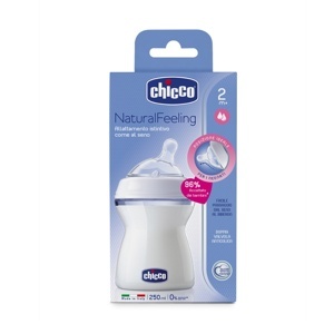 Bình sữa cổ nghiêng núm silicone Chicco 250ml