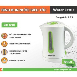 Bình đun nước siêu tốc Kangaroo KG638 - 1.7L, 2000W