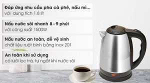 Bình đun siêu tốc Delites ST18S05, 1.8 lít