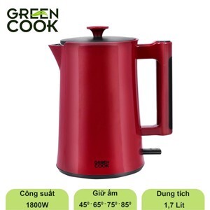 Bình đun siêu tốc giữ ấm 2 lớp Green Cook GCEK-17S18D - 1.7L, 1800W