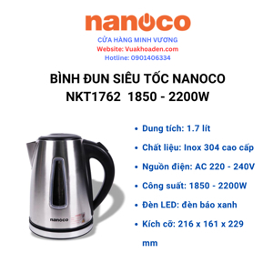 Bình đun siêu tốc Nanoco NKT1762