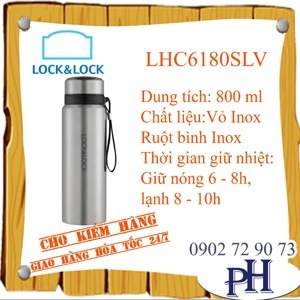 Bình giữ nhiệt bằng thép không gỉ Lock&Lock Vacuum Bottle LHC6180SLV (800ML)