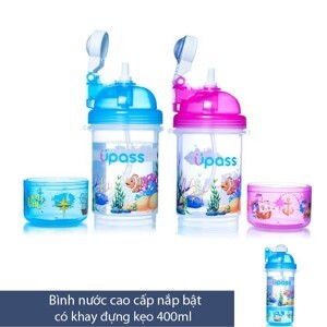 Bình nước cao cấp nắp bật có khay đựng kẹo Upass UP0826Y 400ml actbonus