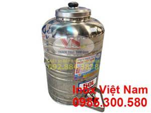 Bình nước inox 1 lớp inox 304 có vòi gạt 50l không cách nhiệt