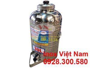 Bình nước inox 1 lớp inox 304 có vòi gạt 50l không cách nhiệt