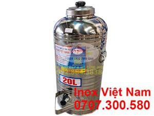 Bình nước inox 1 lớp inox 304 có vòi gạt 50l không cách nhiệt