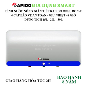 Bình nóng lạnh gián tiếp 20L Rapido Obel RON-E