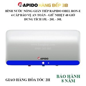 Bình nóng lạnh gián tiếp 15L Rapido Obel RON-E