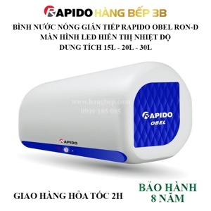 Bình nóng lạnh gián tiếp 15L Rapido Obel RON-D