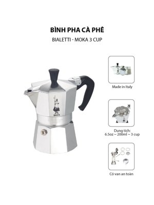 Bình pha cà phê Bialetti - Moka 3 cup 990001162