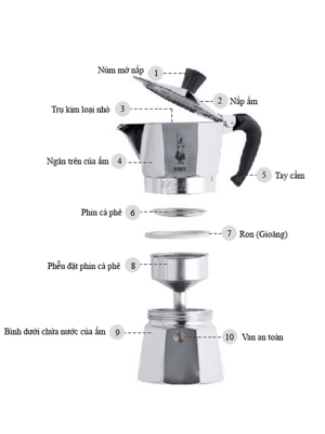 Bình pha cafe Bialetti Moka 6 Cup 990001163/AP