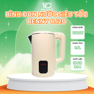 Bình - Ấm đun nước siêu tốc Benny BJ20 (BJ-20) - 1.7 lít, 2000W