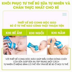 Bình sữa cổ cong đa năng Tiny Baby 180ml