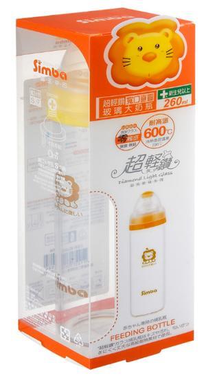 Bình sữa cổ rộng thủy tinh nhẹ cho bé Simba S6908 - 260ml