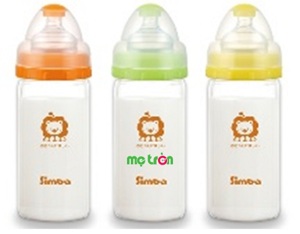 Bình sữa cổ rộng thủy tinh nhẹ Simba S6909 - 180ml