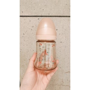 Bình sữa Grosmimi PPSU Cherrish 200ml núm ti dành cho bé 2-5 tháng tuổi – màu Rose Gold