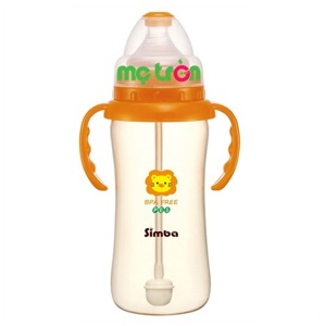 Bình Sữa Hồ Lô Cổ Rộng Tay Cầm Hút Tự Động Nhựa Pes Simba S6883 - 360Ml