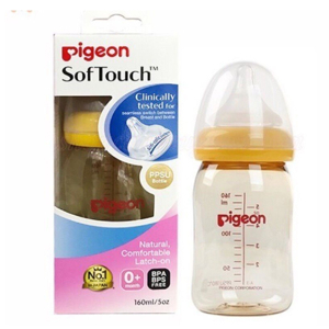 Bình sữa nhựa PP Pigeon Plus SoftTouch siêu mềm 160 ml