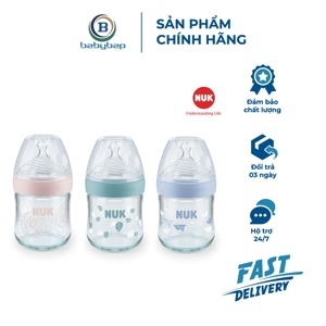 Bình sữa Nuk Nature Sense thủy tinh 120ml S1-M