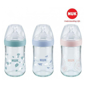 Bình sữa Nuk Nature Sense thủy tinh 120ml S1-M