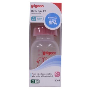 Bình sữa Pigeon PP cao cấp màu hồng bé gái - 120ml