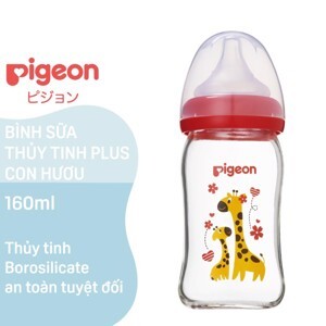 Bình sữa Pigeon Thủy tinh Plus Con Hươu 160 ml