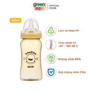 Bình sữa PPSU chống đầy hơi cổ rộng Piyo Piyo 240ml