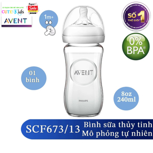 Bình sữa thủy tinh Philips Avent Natural SCF673/13 240ml