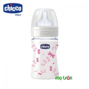 Bình sữa thủy tinh Chicco núm silicon chuồn chuồn