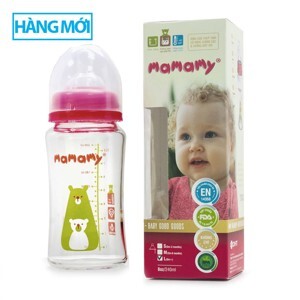 Bình sữa thủy tinh cổ rộng Mamamy 240ml