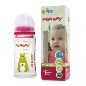 Bình sữa thủy tinh cổ rộng Mamamy 240ml