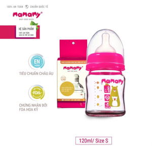 Bình sữa thủy tinh cổ rộng Mamamy 120ml