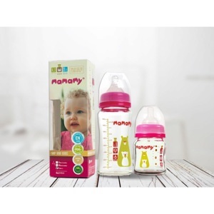 Bình sữa thủy tinh cổ rộng Mamamy 120ml