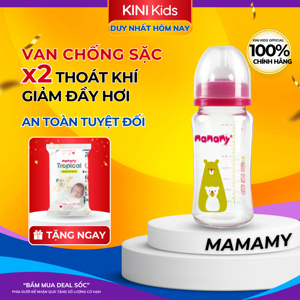 Bình sữa thủy tinh cổ rộng Mamamy 120ml