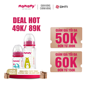 Bình sữa thủy tinh cổ rộng Mamamy 120ml