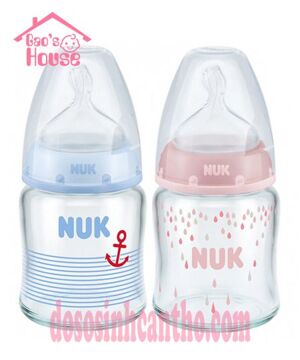 Bình sữa thủy tinh Nuk núm silicone S1-M 120ml NU66126