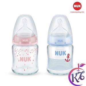 Bình sữa thủy tinh Nuk núm silicone S1-M 120ml NU66126