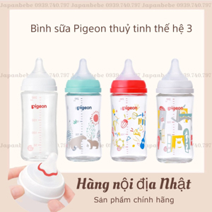 Bình sữa thuỷ tinh Pigeon cổ chuẩn 240ml