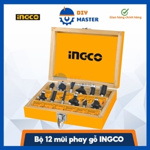 Bộ 12 mũi phay gỗ 6mm Ingco AKRT1201