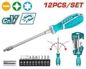 Bộ 12 tua vít thay đổi  trục linh hoạt Total THT250FL1206