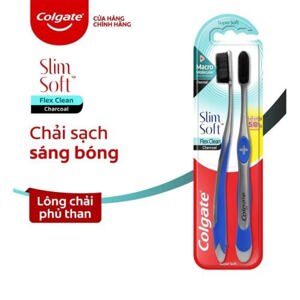 Bộ 2 bàn chải đánh răng Colgate SlimSoft Flex Clean Charcoal