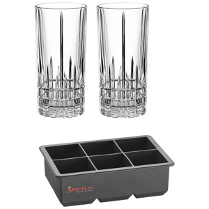 Bộ 2 cốc pha lê và khay đá Spiegelau 4500279 Perfect Ice Cube