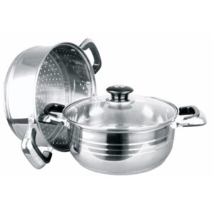 Bộ 2 nồi hấp inox Goldsun vung kính GE05-2303