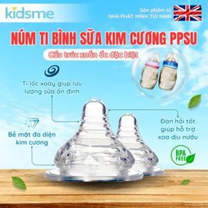 Bộ 2 núm ty bình sữa kim cương cổ rộng Kidsme 160474